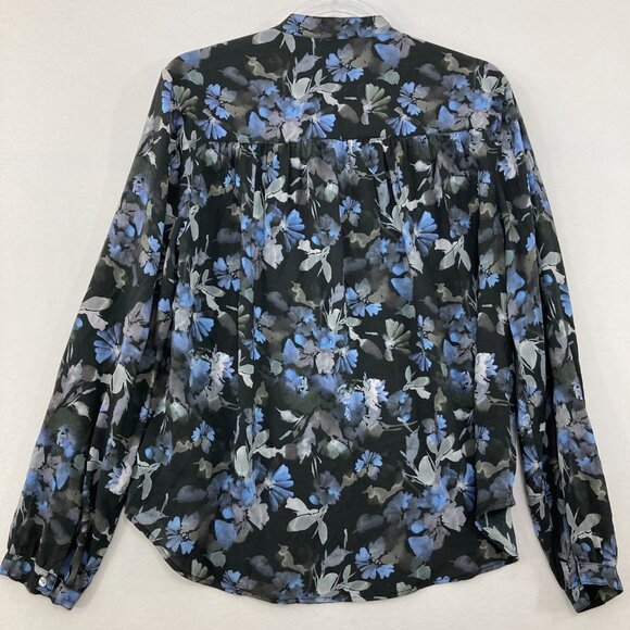 Bella Dahl size Small Black blue Floral Long Sleeve Button Up Feminine Preppy - Picture 10 of 12